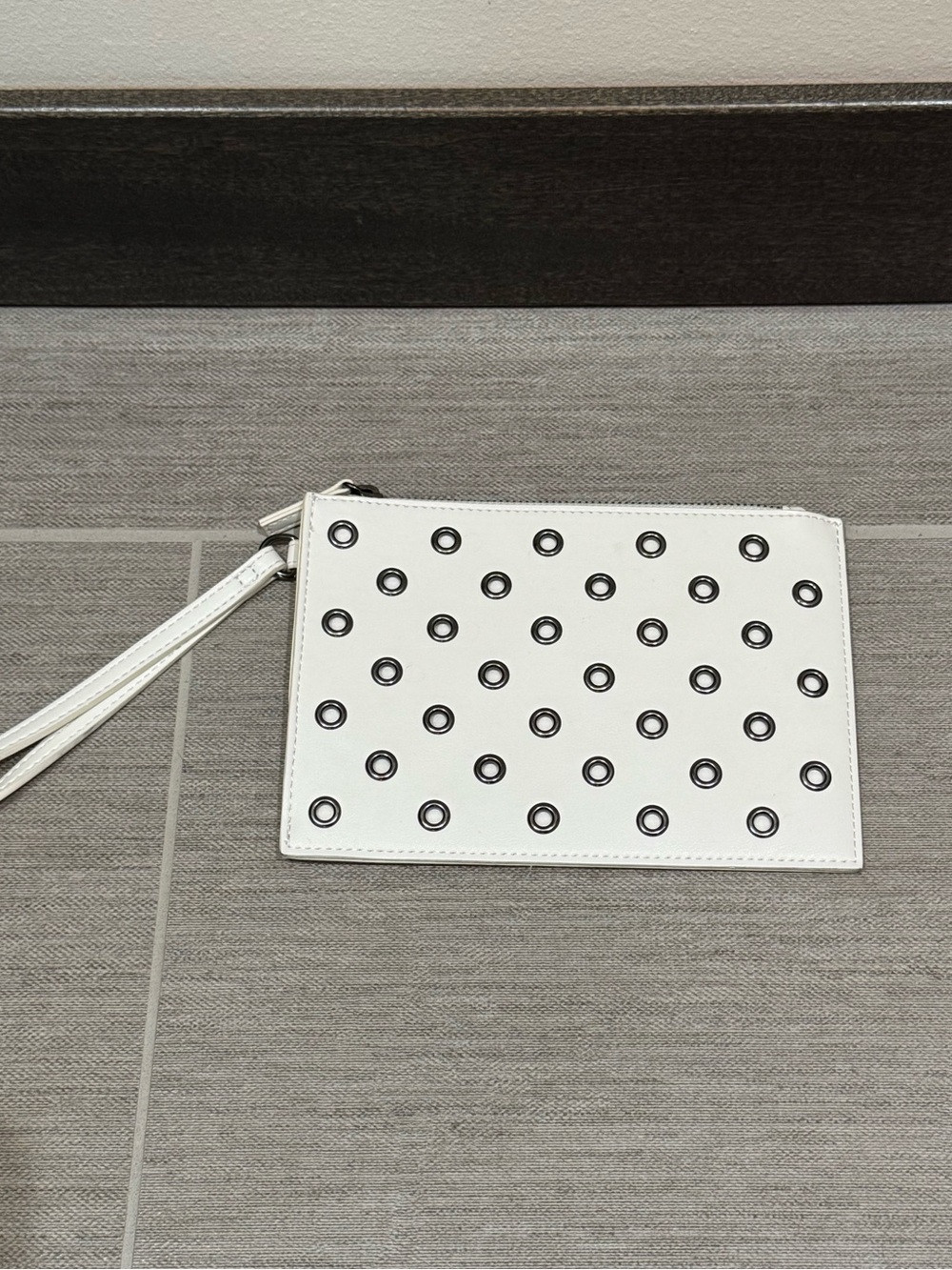 White Wristlet Clutch with Grommet Detail